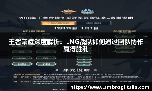 王者荣耀深度解析：LNG战队如何通过团队协作赢得胜利